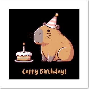 Cappy Capy Birthday Capybara Posters and Art